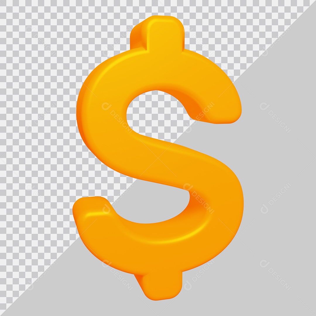 Símbolo do dólar Laranja Ilustração 3D PSD