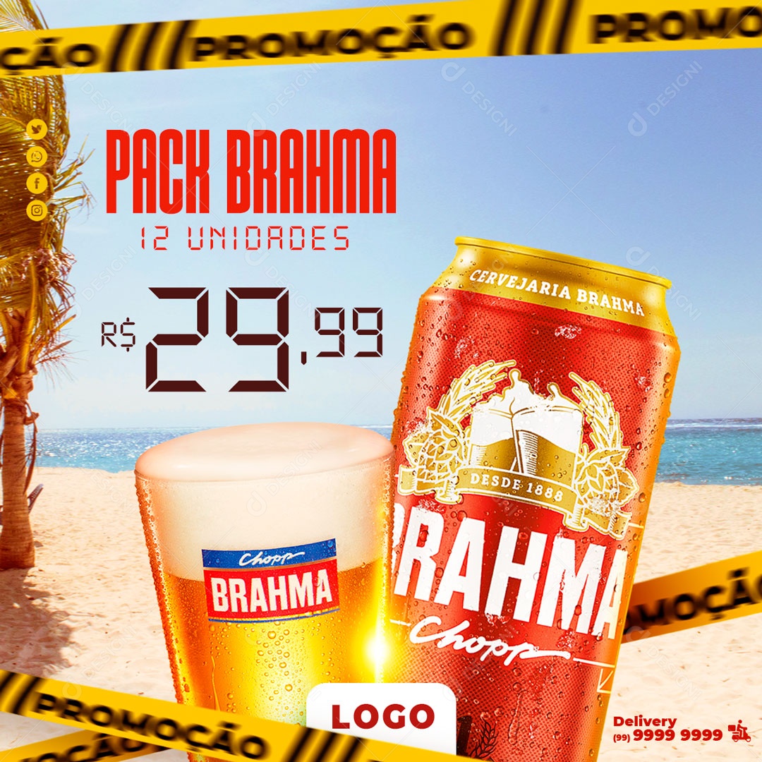 Pack Brahma Cerveja Promoção Social Media PSD Editável