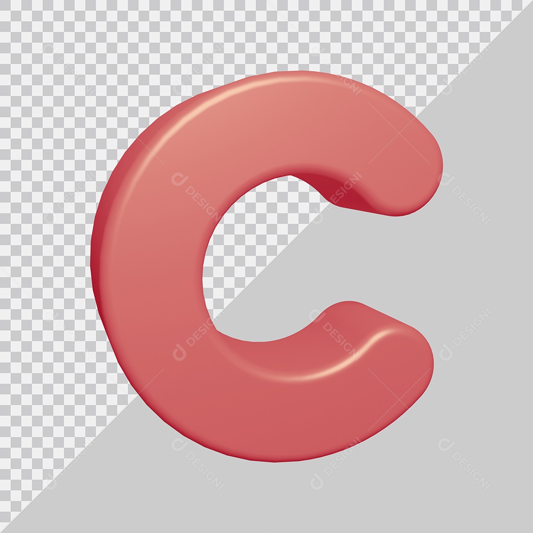 Letra C Maiúscula Rosa Ilustração 3D PSD
