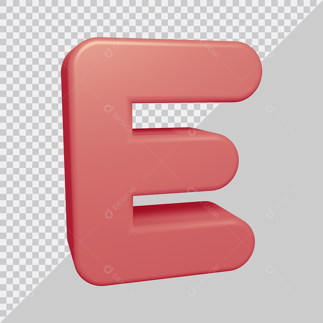 Letra E Maiúscula Rosa Ilustração 3D PSD