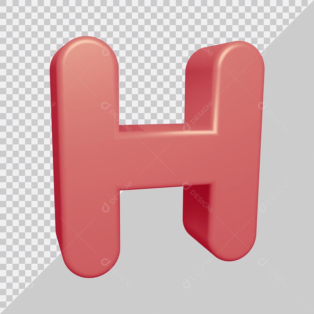 Letra H Maiúscula Rosa Ilustração 3D PSD