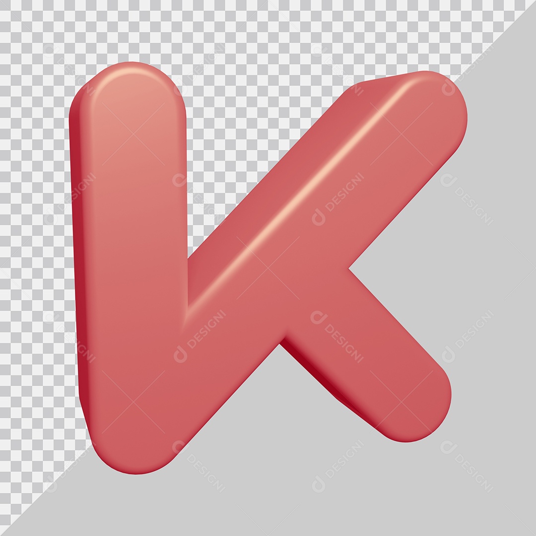 Letra K Maiúscula Rosa Ilustração 3D PSD