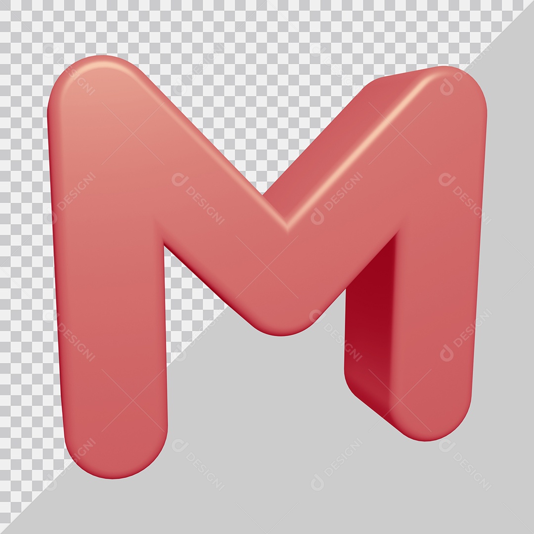 Letra M Maiúscula Rosa Ilustração 3D PSD