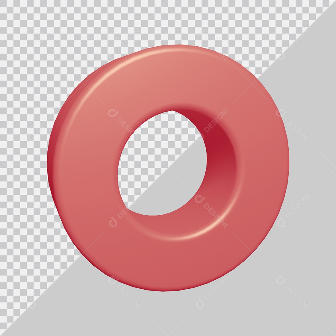 Letra O Maiúscula Rosa Ilustração 3D PSD