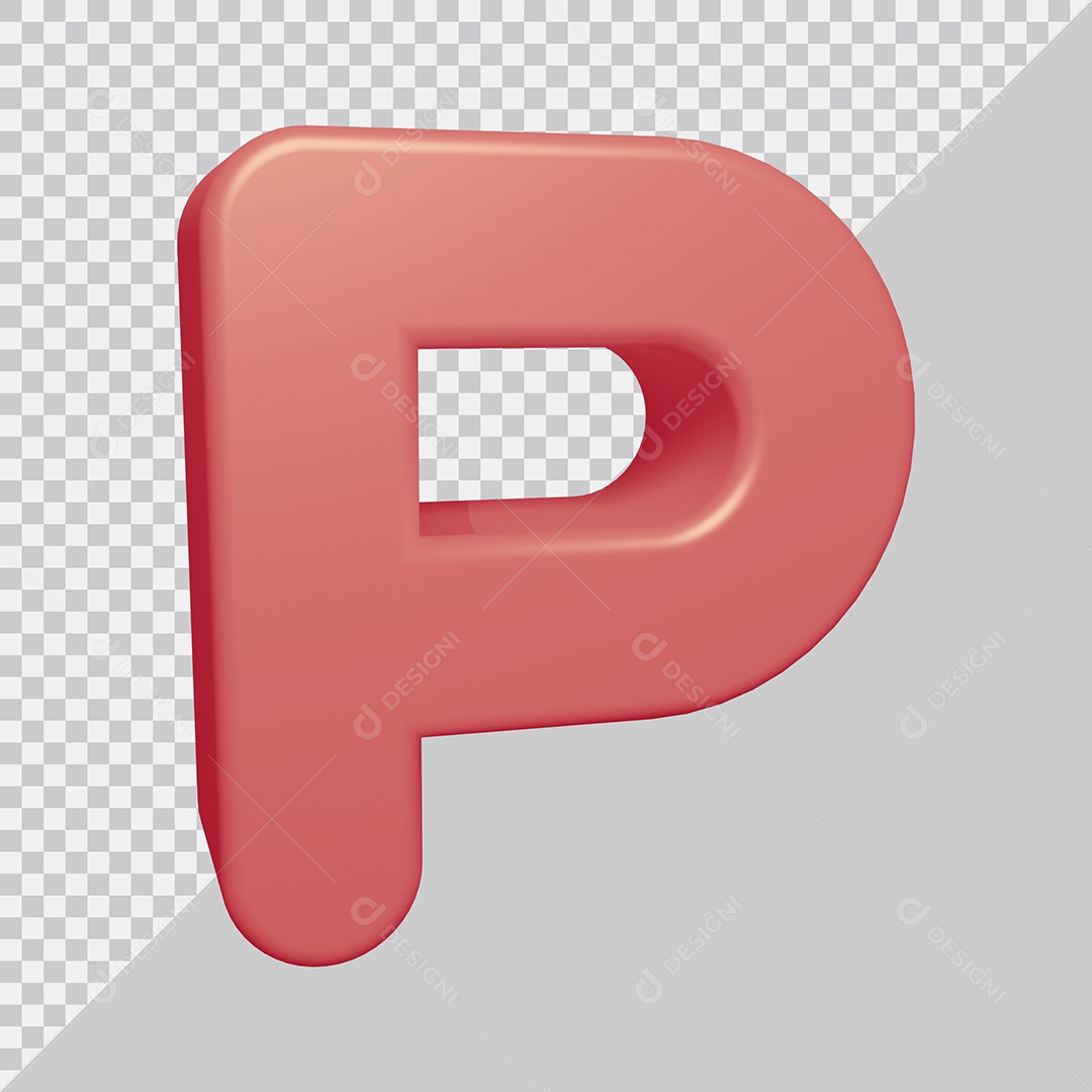 Letra P Maiúscula Rosa Ilustração 3D PSD
