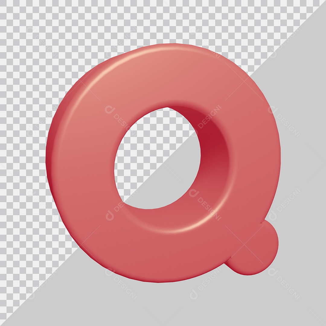 Letra Q Maiúscula Rosa Ilustração 3D PSD