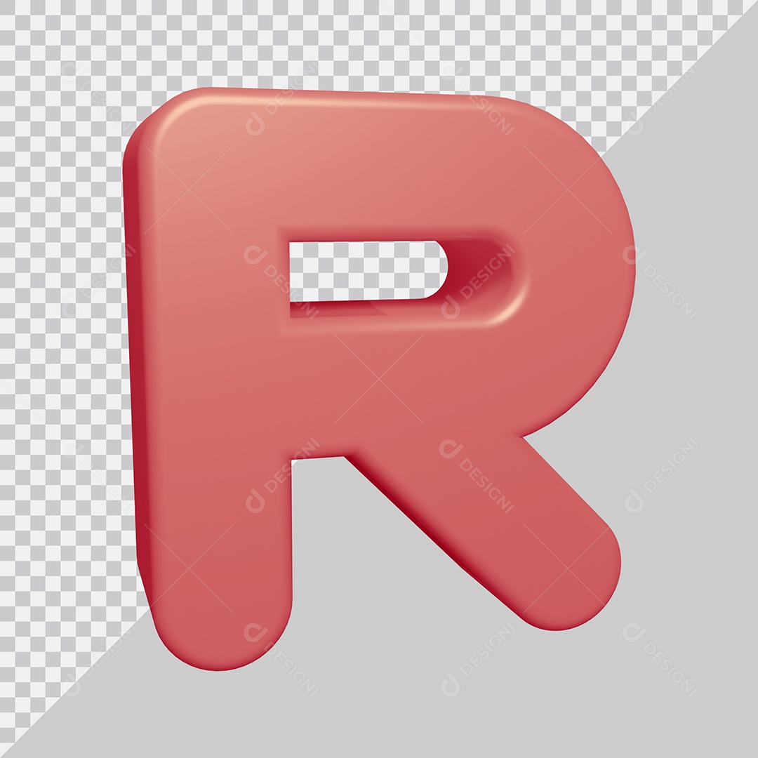 Letra R Maiúscula Rosa Ilustração 3D PSD