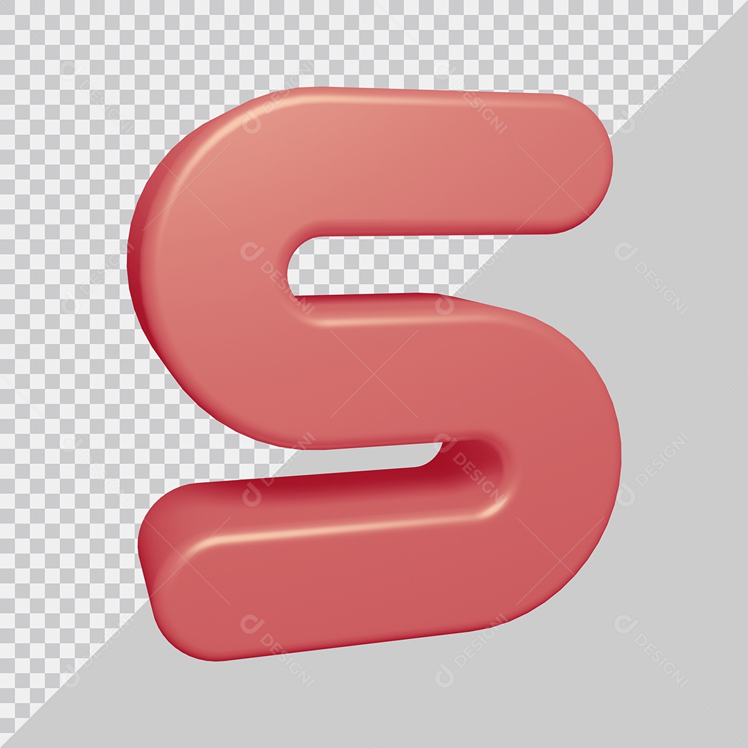 Letra S Maiúscula Rosa Ilustração 3D PSD