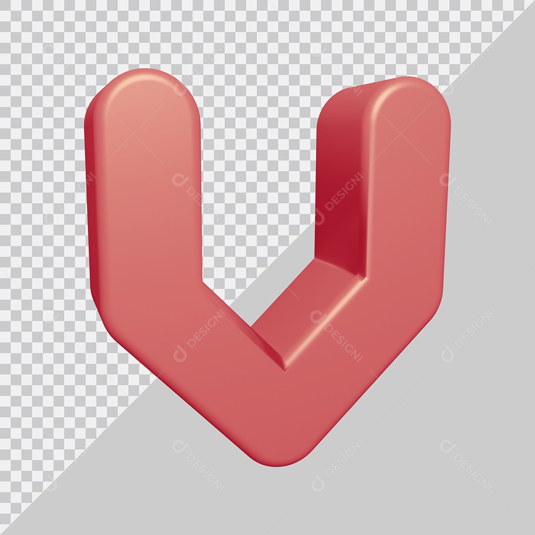 Letra V Maiúscula Rosa Ilustração 3D PSD