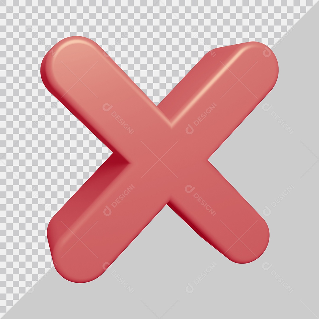 Letra X Maiúscula Rosa Ilustração 3D PSD