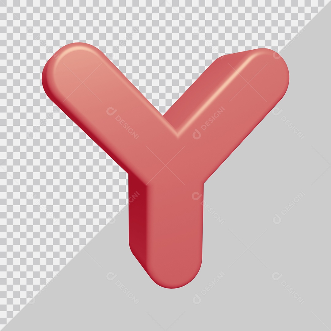 Letra Y Maiúscula Rosa Ilustração 3D PSD