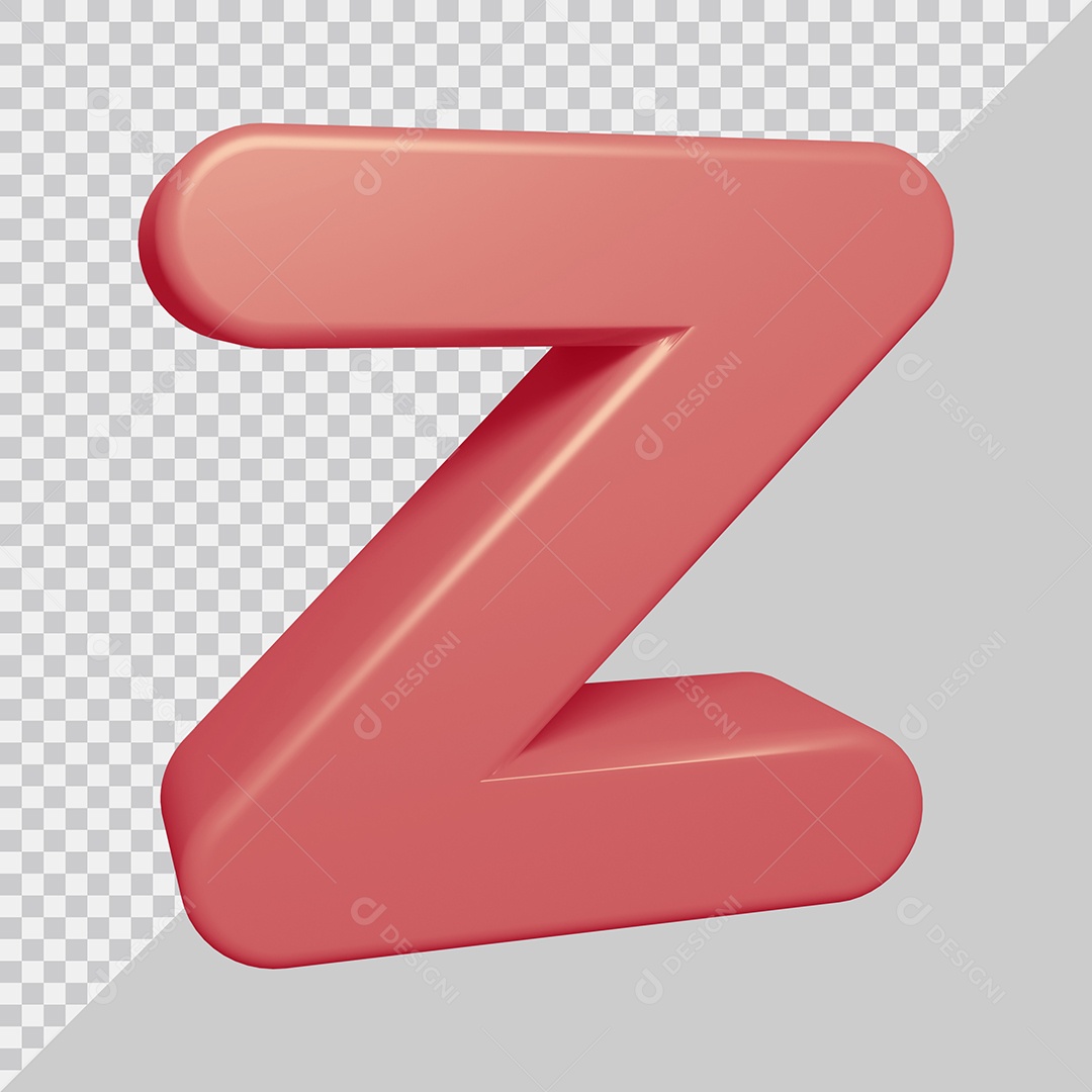 Letra Z Maiúscula Rosa Ilustração 3D PSD