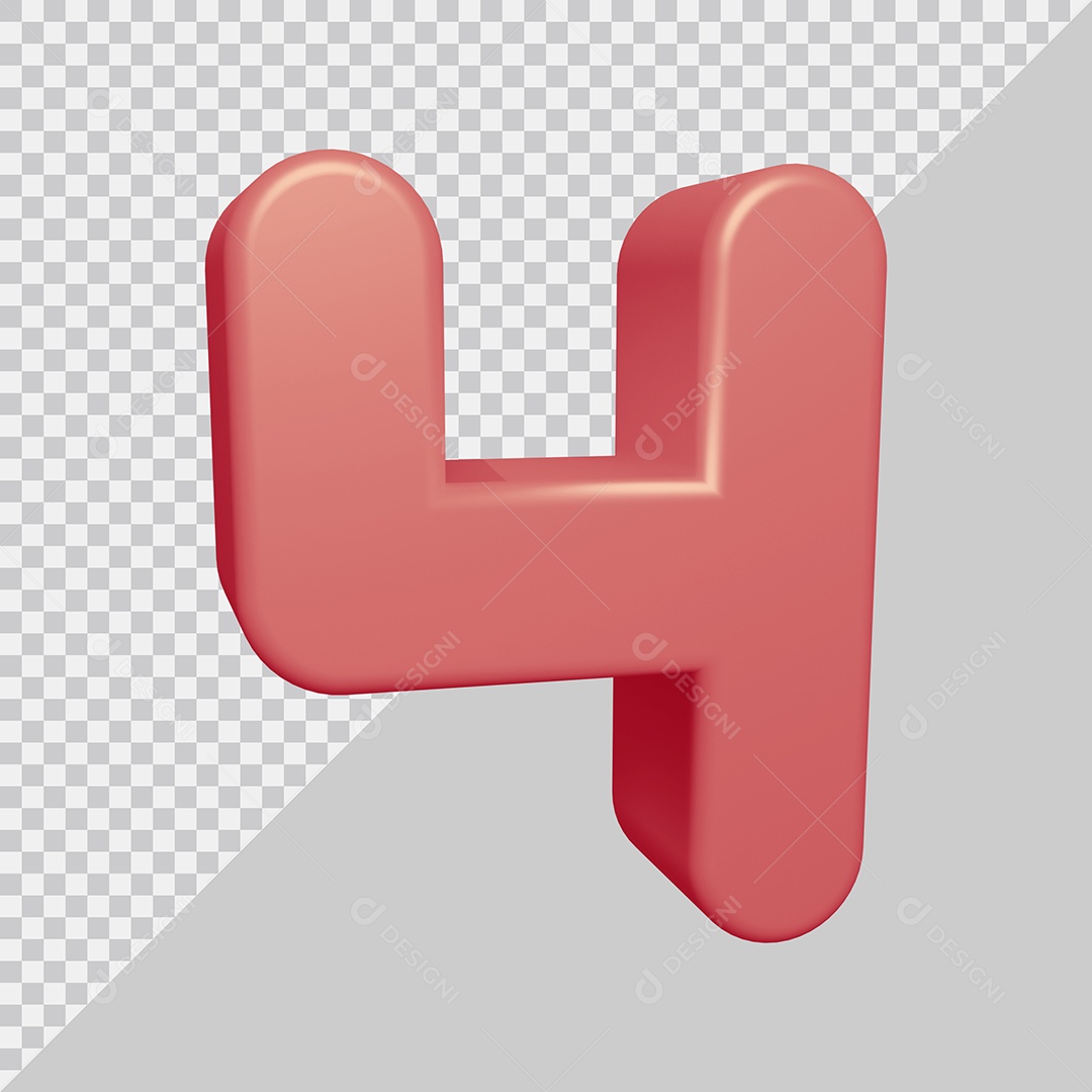 Número 3D 4 Rosa Para composição PSD
