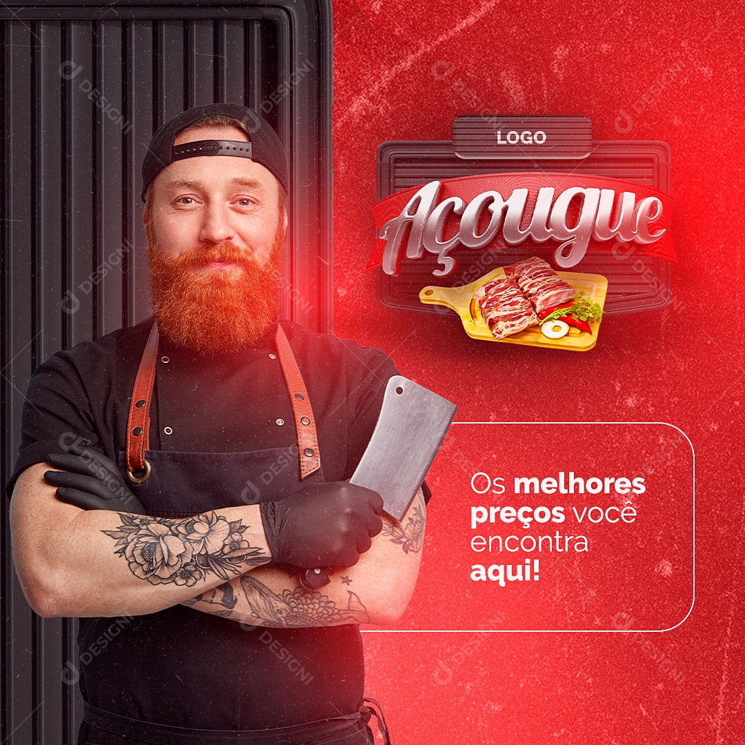 Social Media Açougue Supermercado PSD Editável