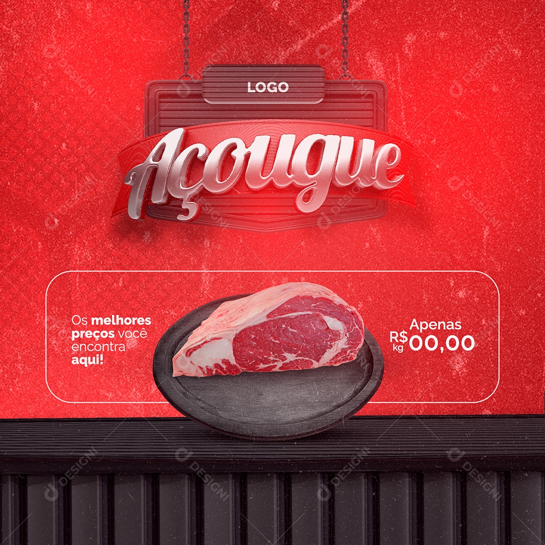 Social Media Açougue Supermercado PSD Editável