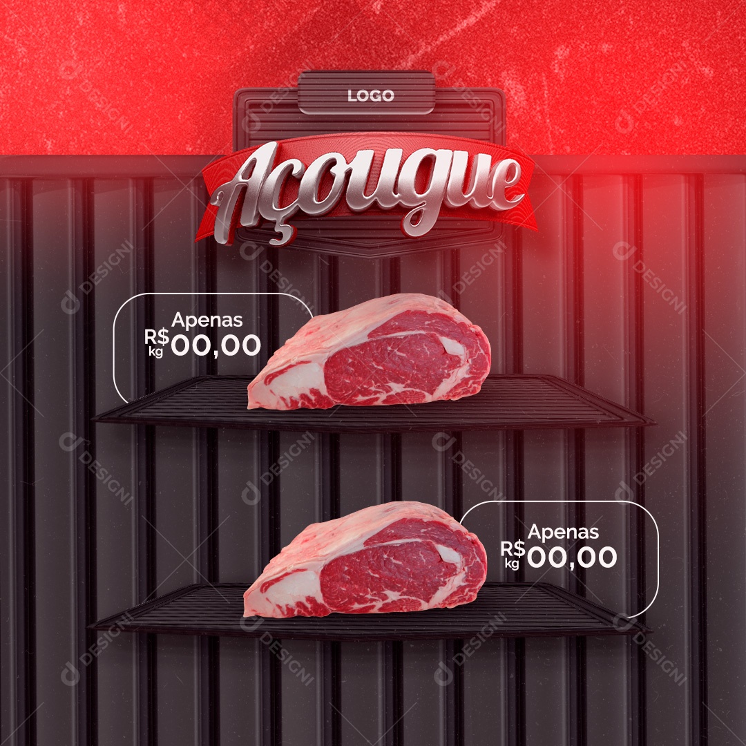 Social Media Açougue Supermercado PSD Editável