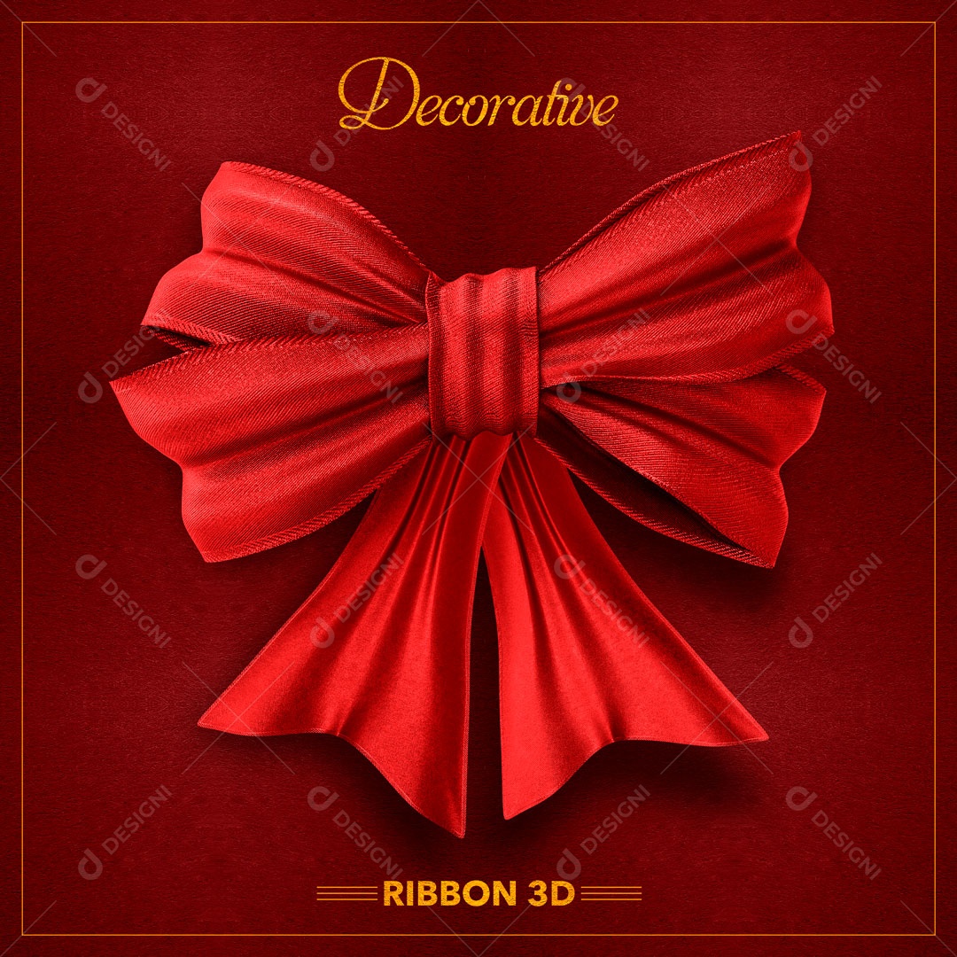 Elemento 3D Para Composição Laço Vermelho PSD