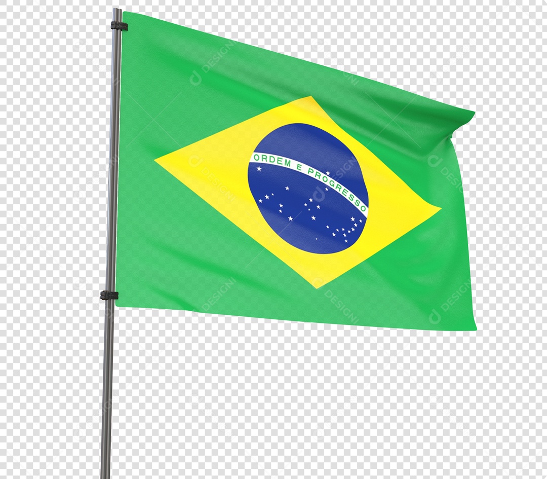Bandeira do Brasil Elemento 3D Para Composição PSD