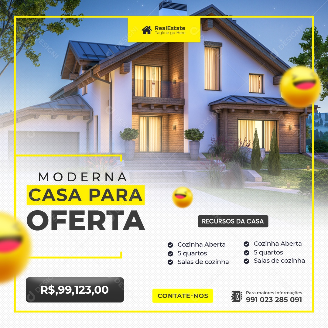 Casa Moderna para oferta Imobiliária Social Media PSD Editável