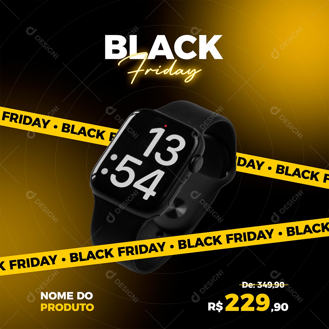Black Friday Eletrônicos Produtos Relógios Social Media PSD Editável