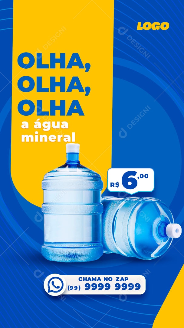 Olha Olha Água Mineral Promoção Social Media PSD Editável