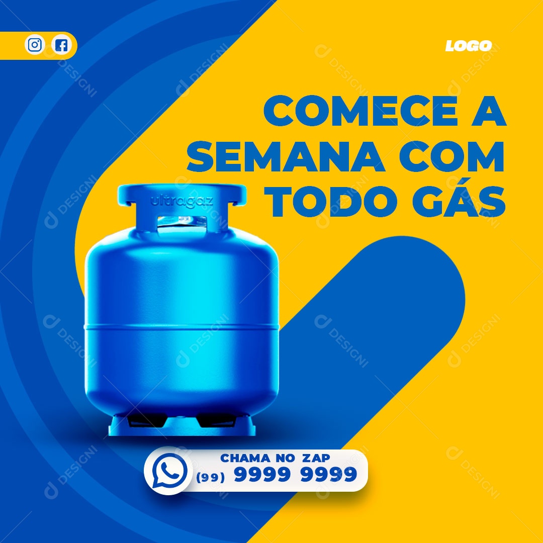 Comece A Semana Com Todo Gás Social Media PSD Editável