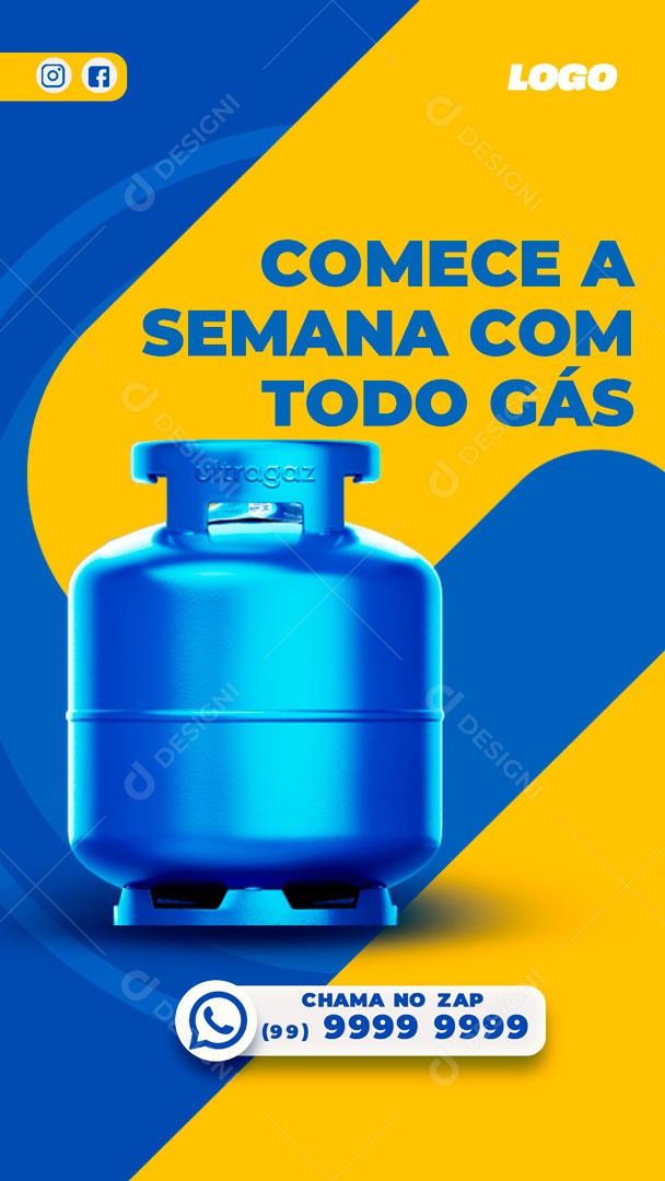 Comece A Semana Com Todo Gás Social Media PSD Editável