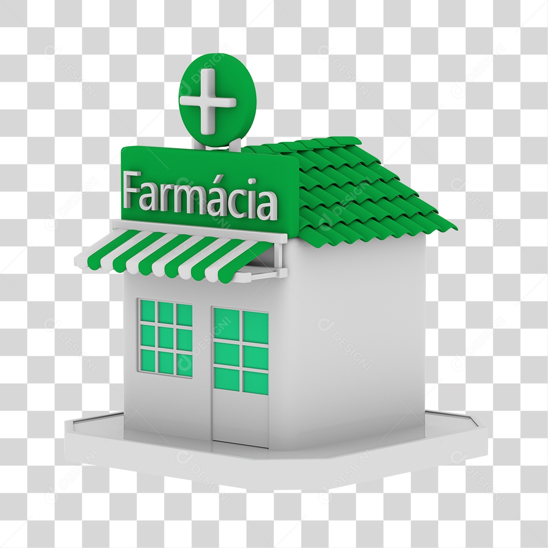 Loja Farmácia Com a Placa Verde PNG Transparente