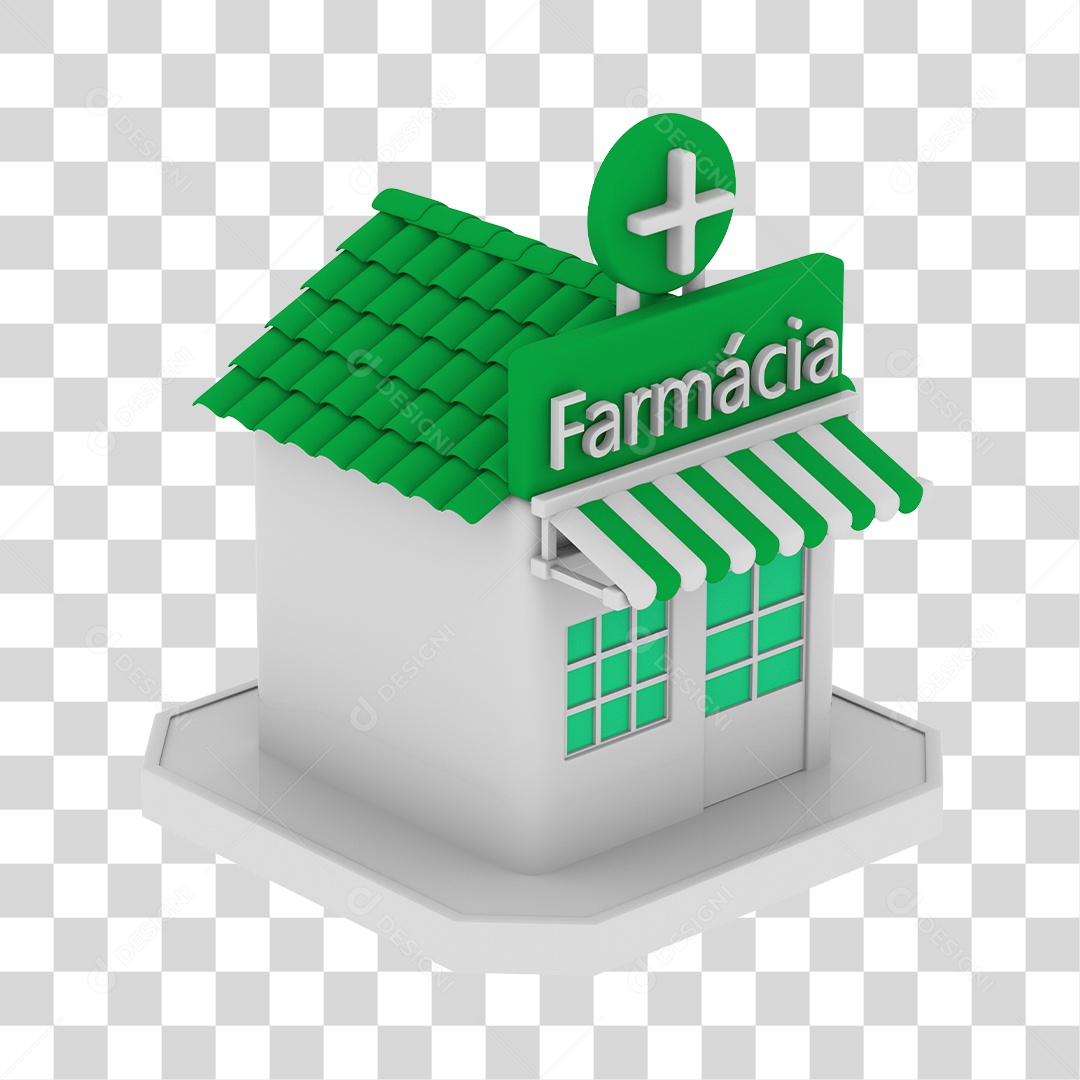 Loja Farmácia Com a Placa Verde PNG Transparente