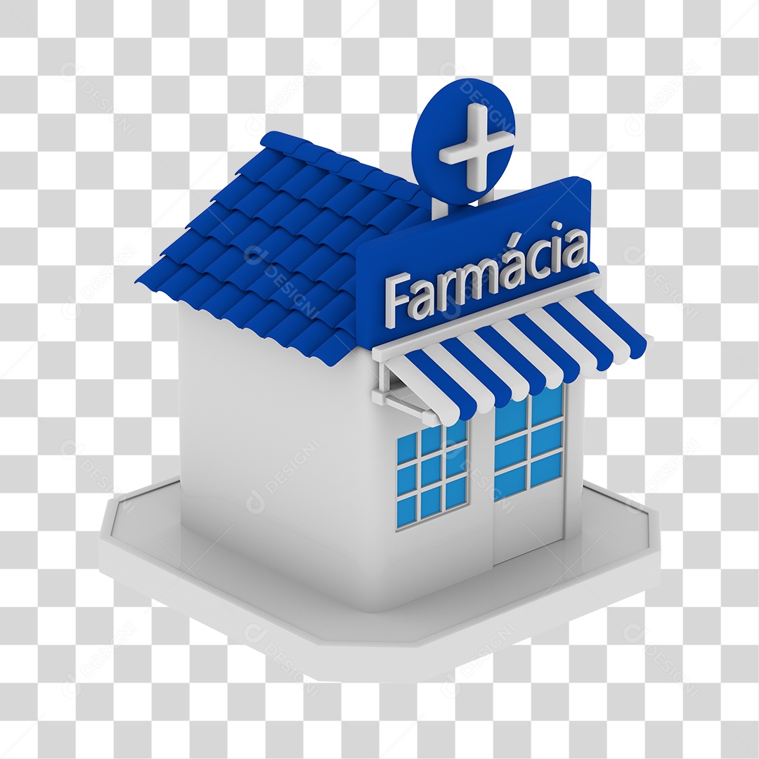 Loja Farmácia Com a Placa Azul PNG Transparente