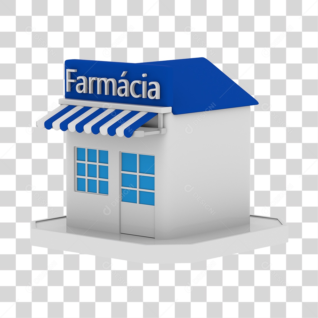 Loja Farmácia Com a Placa Azul PNG Transparente