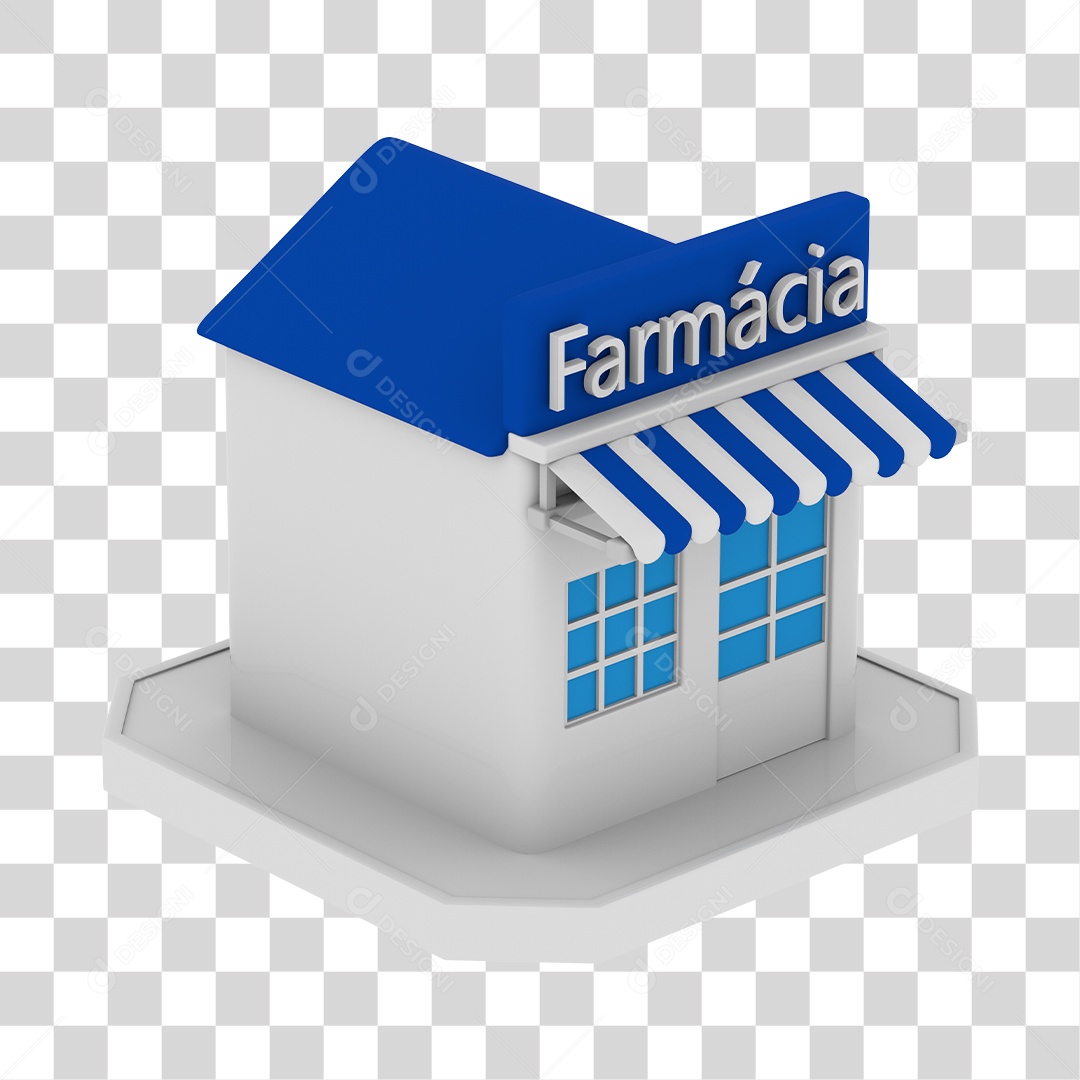 Loja Farmácia Com a Placa Azul PNG Transparente