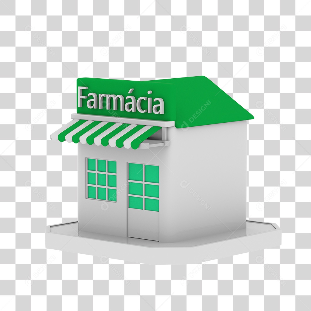 Loja Farmácia Com a Placa Verde PNG Transparente