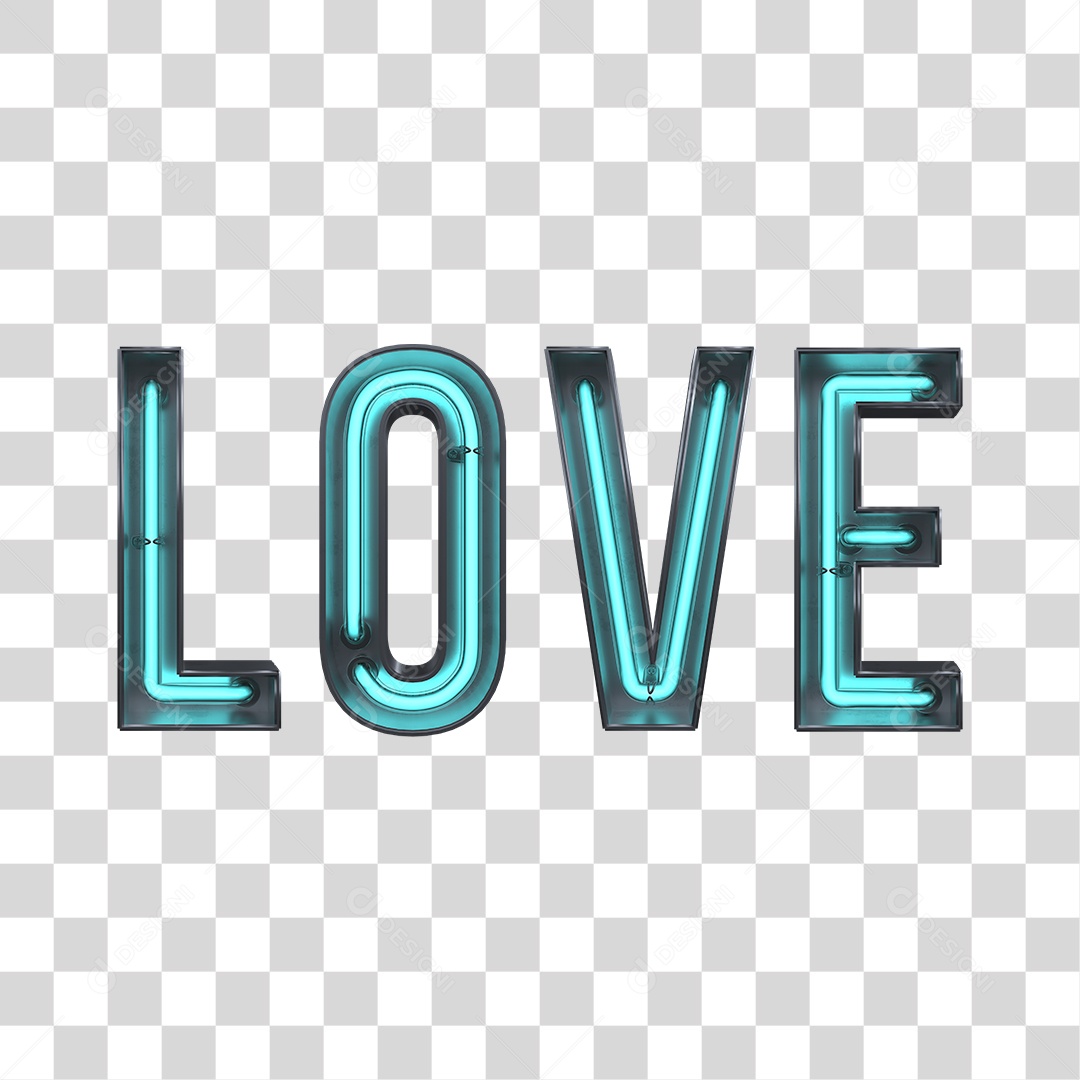 Elemento 3D Love Neon Para Composição PNG Transparente Sem Fundo