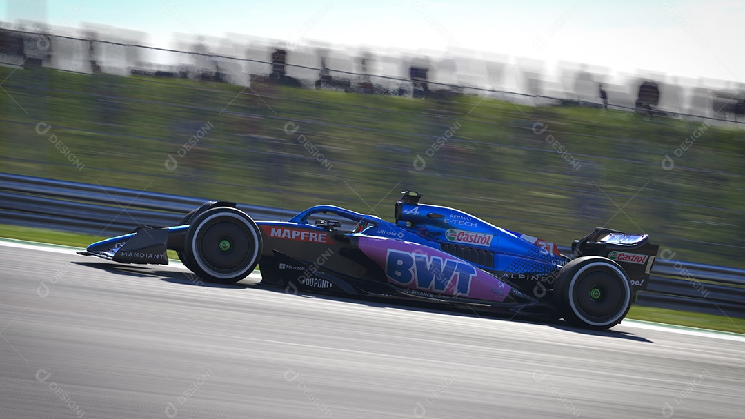 Alpine F1 Car panning ilustração 3D