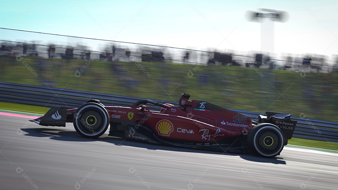 Carro Ferrari F1 panning ilustração 3D
