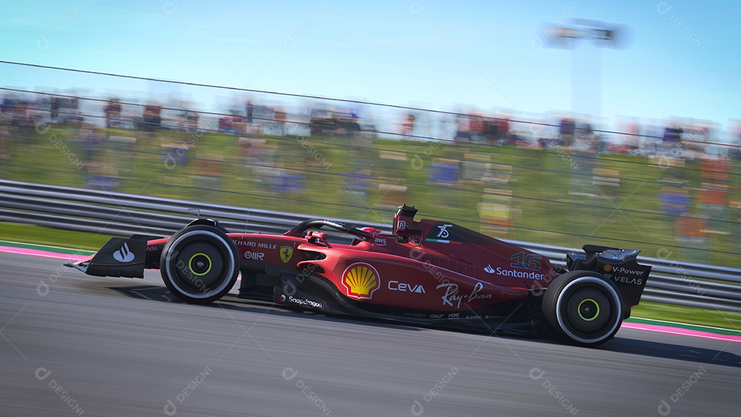 Carro Ferrari F1 panning ilustração 3D