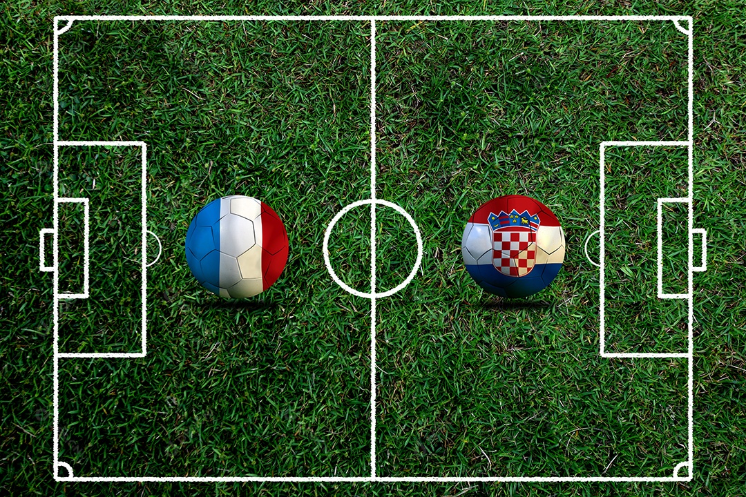 Competição da Copa de Futebol entre a França nacional e a Croácia nacional.