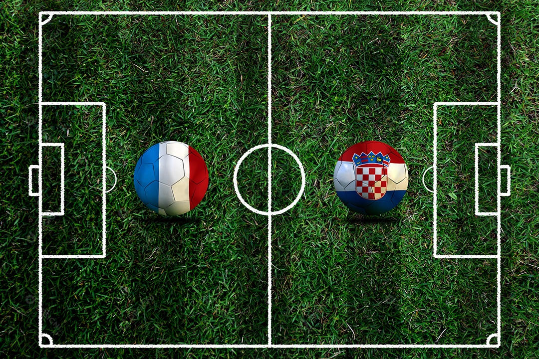 Competição da Copa de Futebol entre a França nacional e a Croácia nacional.
