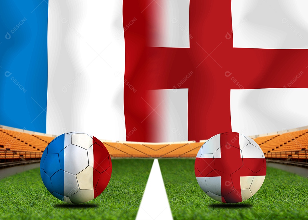 Competição da Copa de Futebol entre a França nacional e a Inglaterra nacional.