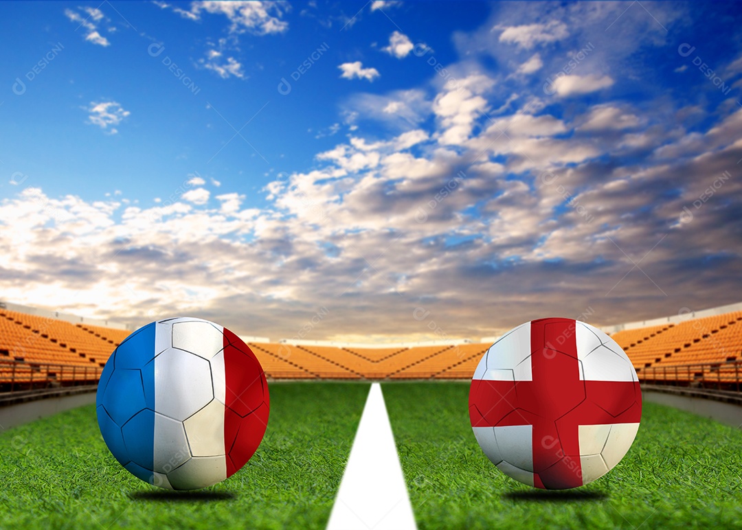 Competição da Copa de Futebol entre a França nacional e a Inglaterra nacional.
