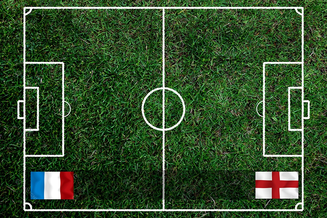 Competição da Copa de Futebol entre a França nacional e a Inglaterra nacional.