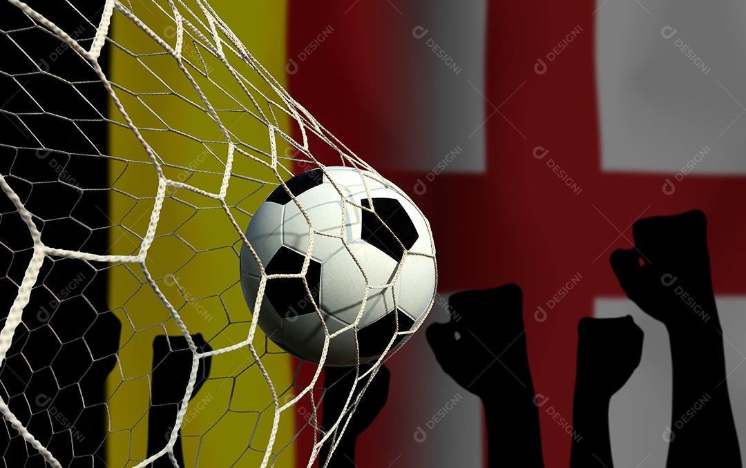 Competição da Copa de Futebol entre a Bélgica nacional e a Inglaterra nacional.