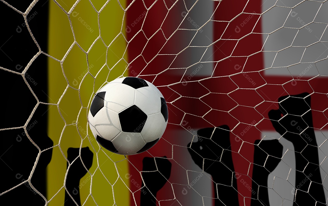 Competição da Copa de Futebol entre a Bélgica nacional e a Inglaterra nacional.