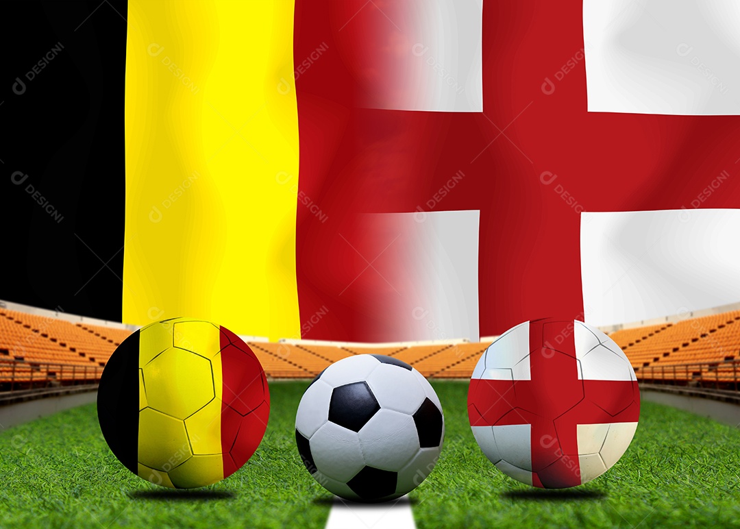 Competição da Copa de Futebol entre a Bélgica nacional e a Inglaterra nacional.