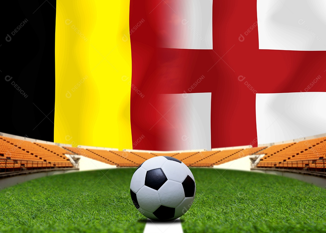 Competição da Copa de Futebol entre a Bélgica nacional e a Inglaterra nacional.