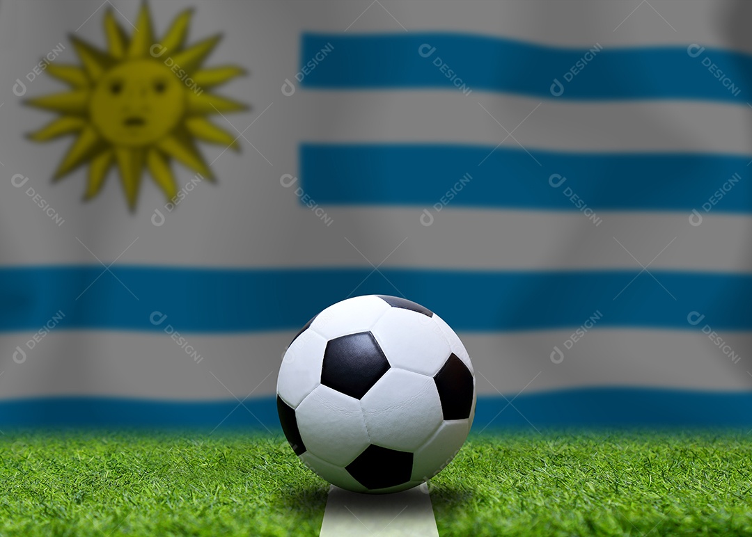 Bandeira Uruguai e bola de futebol. Esporte de conceito.