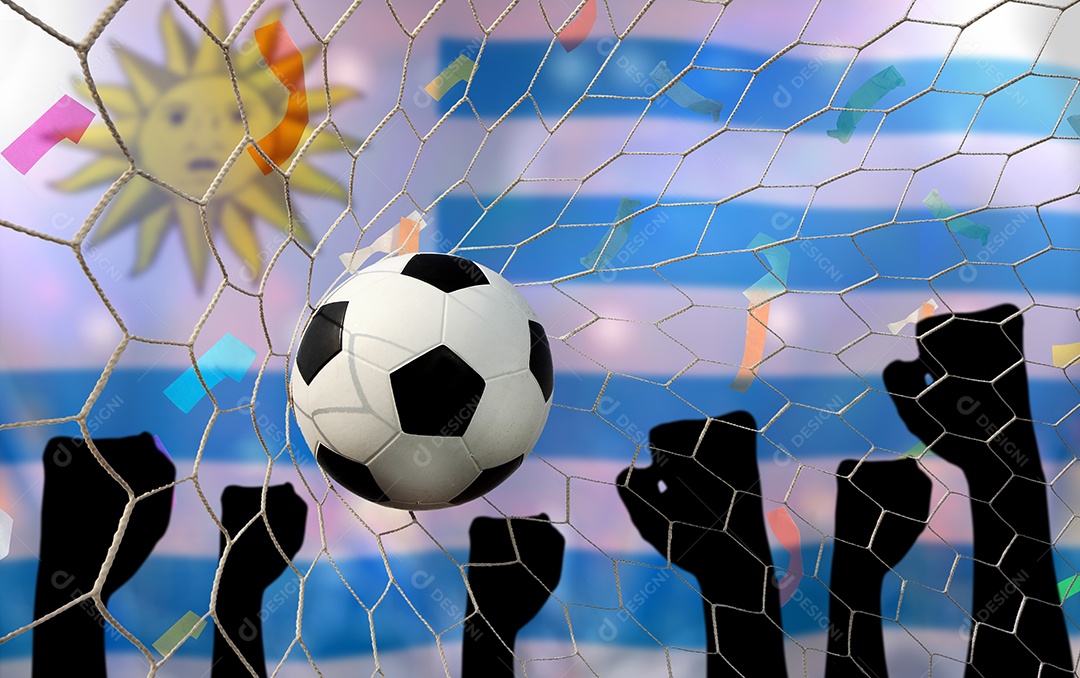 Bandeira Uruguai e bola de futebol. Esporte de conceito.