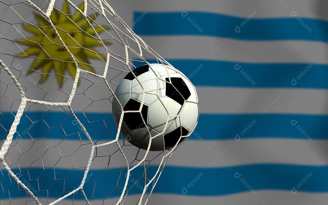 Bandeira Uruguai e bola de futebol. Esporte de conceito.