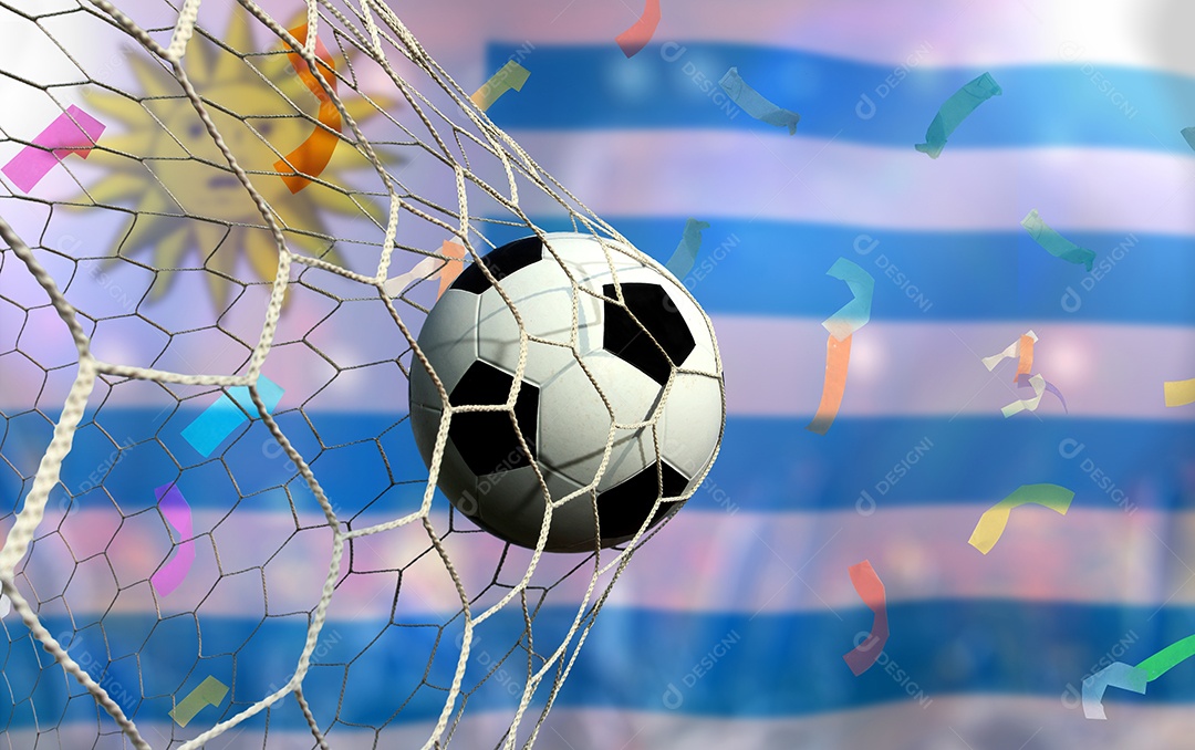 Bandeira Uruguai e bola de futebol. Esporte de conceito.